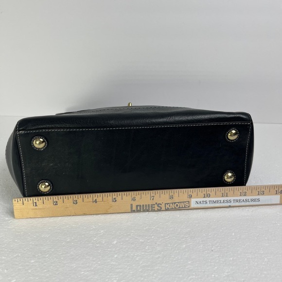 Coach Black Glove Leather Turnlock Satchel Tote Gold Hardware Classic Work Bag - Picture 8 of 10